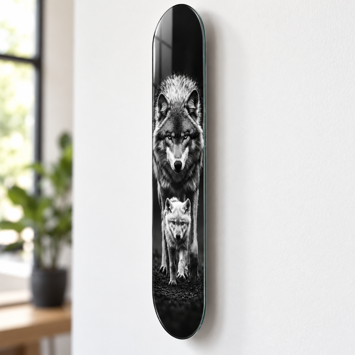 Kurt ve Yavrusu Dikey Skate Board Cam Tablo – Duvar mesafesi