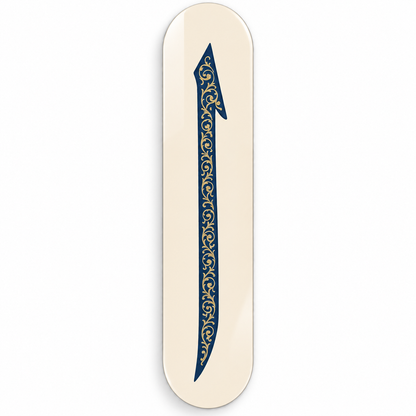Lacivert Altın İşlemeli Elif Dikey Skate Board Cam Tablo – Beyaz vitrin