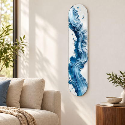 Mavi Dalga Dikey Skate Board Cam Tablo – Salonda görünüm