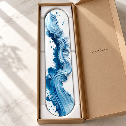 Mavi Dalga Dikey Skate Board Cam Tablo – CAMDEKO ambalajı