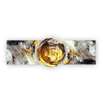 Soyut Gold Girdap Özel Kesim Şekilli Kırılmaz Temperli Cam Tablo Seti
