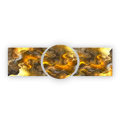 Soyut Gold Bulutlar Özel Kesim Şekilli Kırılmaz Temperli Cam Tablo Seti