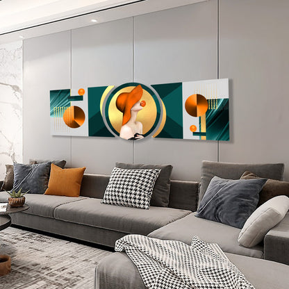Modern Kadın ve Geometrik Formlar Özel Kesim Şekilli Kırılmaz Temperli Cam Tablo Seti
