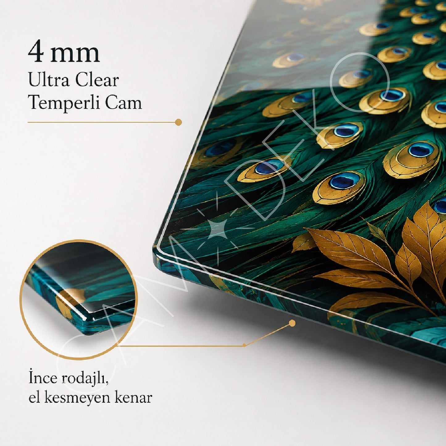 4 mm Ultra Clear temperli cam ve ince rodajlı kenar