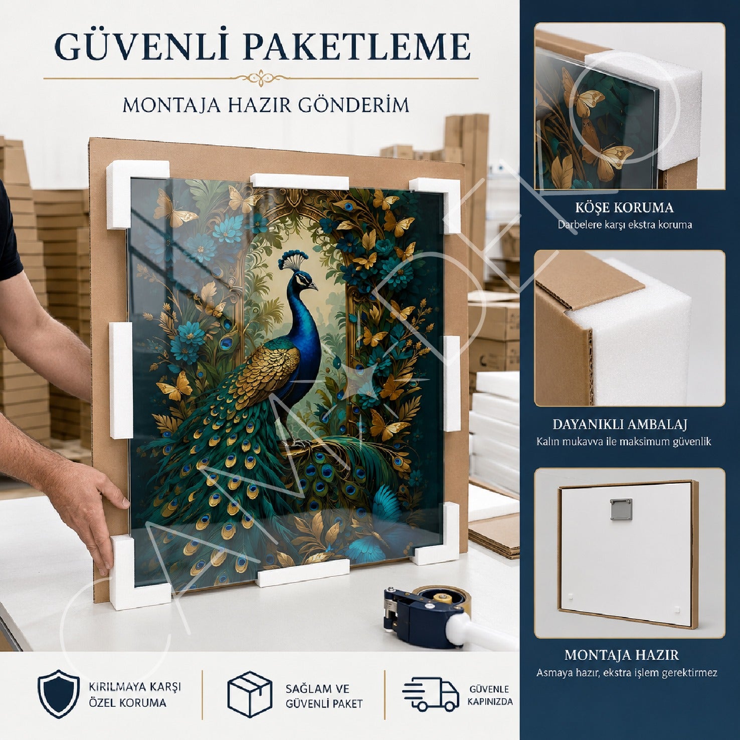 Güvenli paketleme ve montaja hazır gönderim