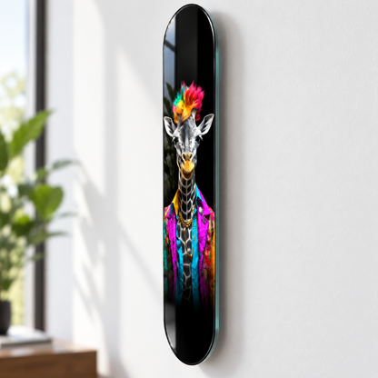Renkli Ceketli Zürafa Dikey Skate Board Cam Tablo – Duvar mesafesi