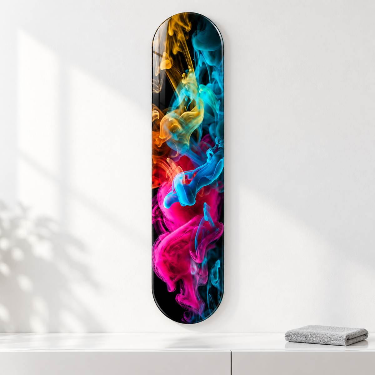 Renkli Duman Dikey Skate Board Cam Tablo – Mikrofiber bezle bakım