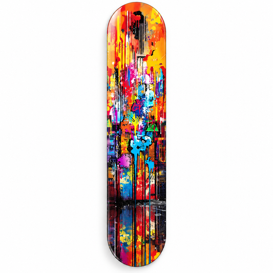 Renkli Grafiti Dikey Skate Board Cam Tablo – Beyaz fonda ön görünüm