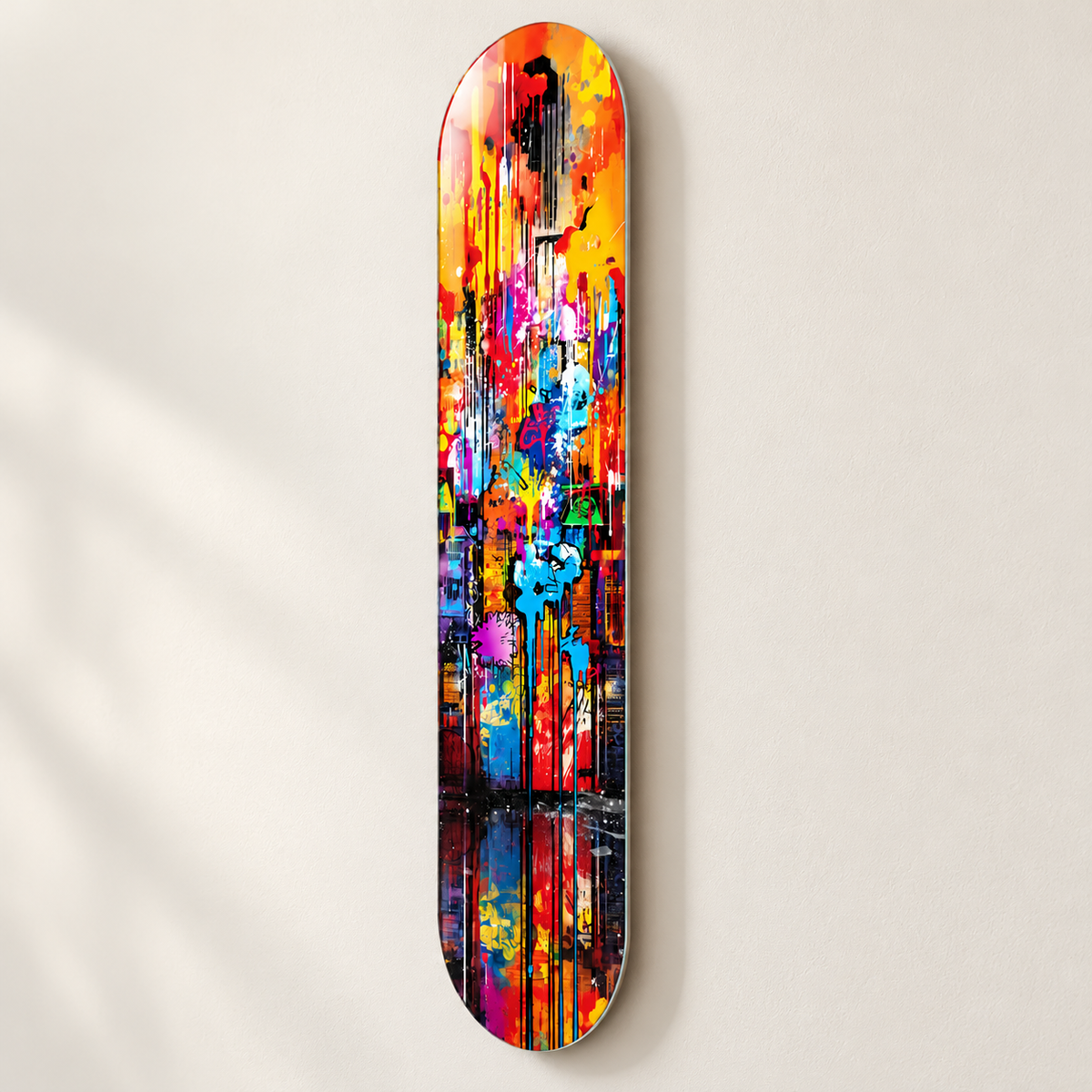Renkli Grafiti Dikey Skate Board Cam Tablo – Duvar mesafesi