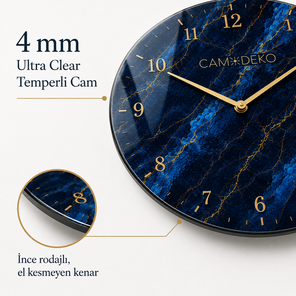 CAMDEKO 4 mm Ultra Clear temperli cam saat