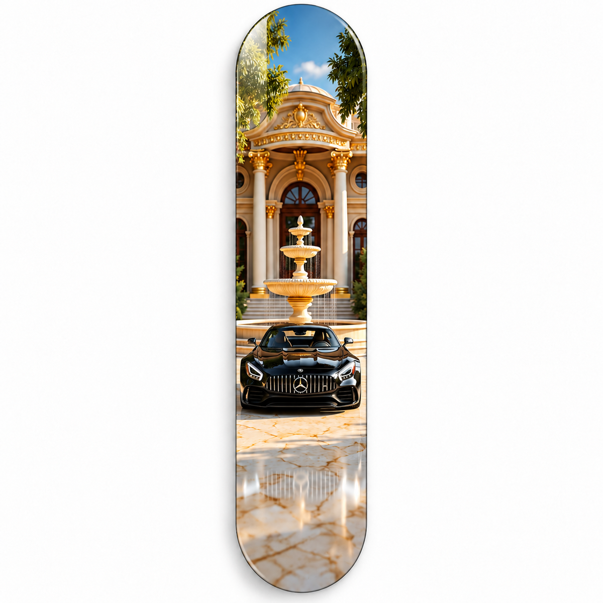 Saray Önünde Siyah Spor Otomobil Dikey Skate Board Cam Tablo – Vitrin
