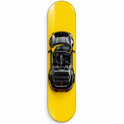 Sarı Zeminde Siyah Spor Cabrio Dikey Skate Board Cam Tablo – Vitrin
