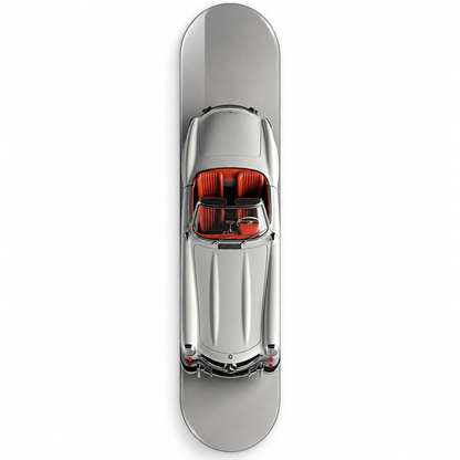 Üstten Görünümlü Gümüş Klasik Cabrio Dikey Skate Board Cam Tablo – Beyaz vitrin