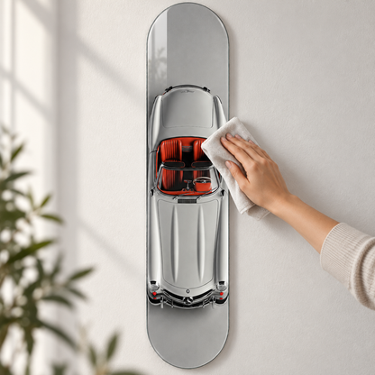 Üstten Görünümlü Gümüş Klasik Cabrio Dikey Skate Board Cam Tablo – Temizlik