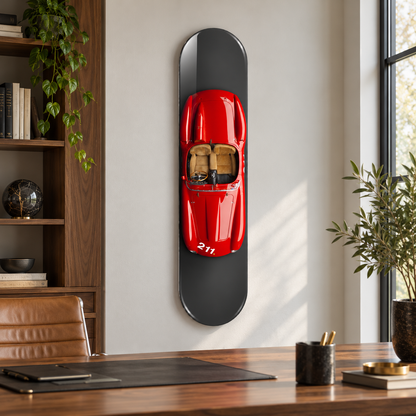 Üstten Görünümlü Kırmızı Klasik Roadster Dikey Skate Board Cam Tablo – Çalışma odası