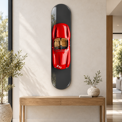 Üstten Görünümlü Kırmızı Klasik Roadster Dikey Skate Board Cam Tablo – Antre