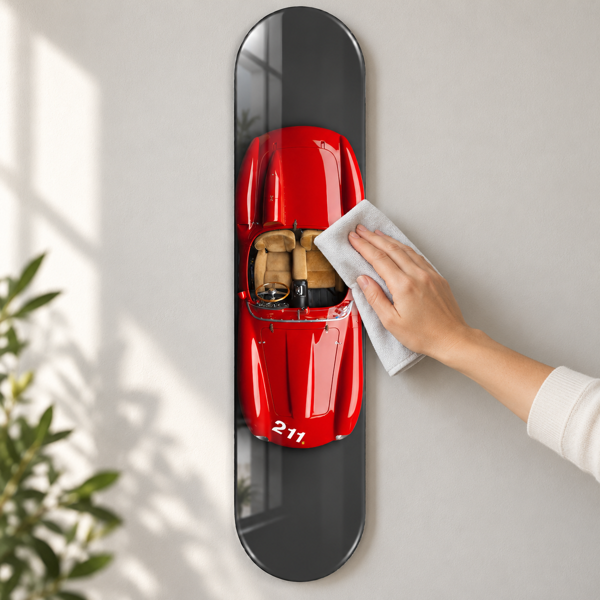 Üstten Görünümlü Kırmızı Klasik Roadster Dikey Skate Board Cam Tablo – Temizlik