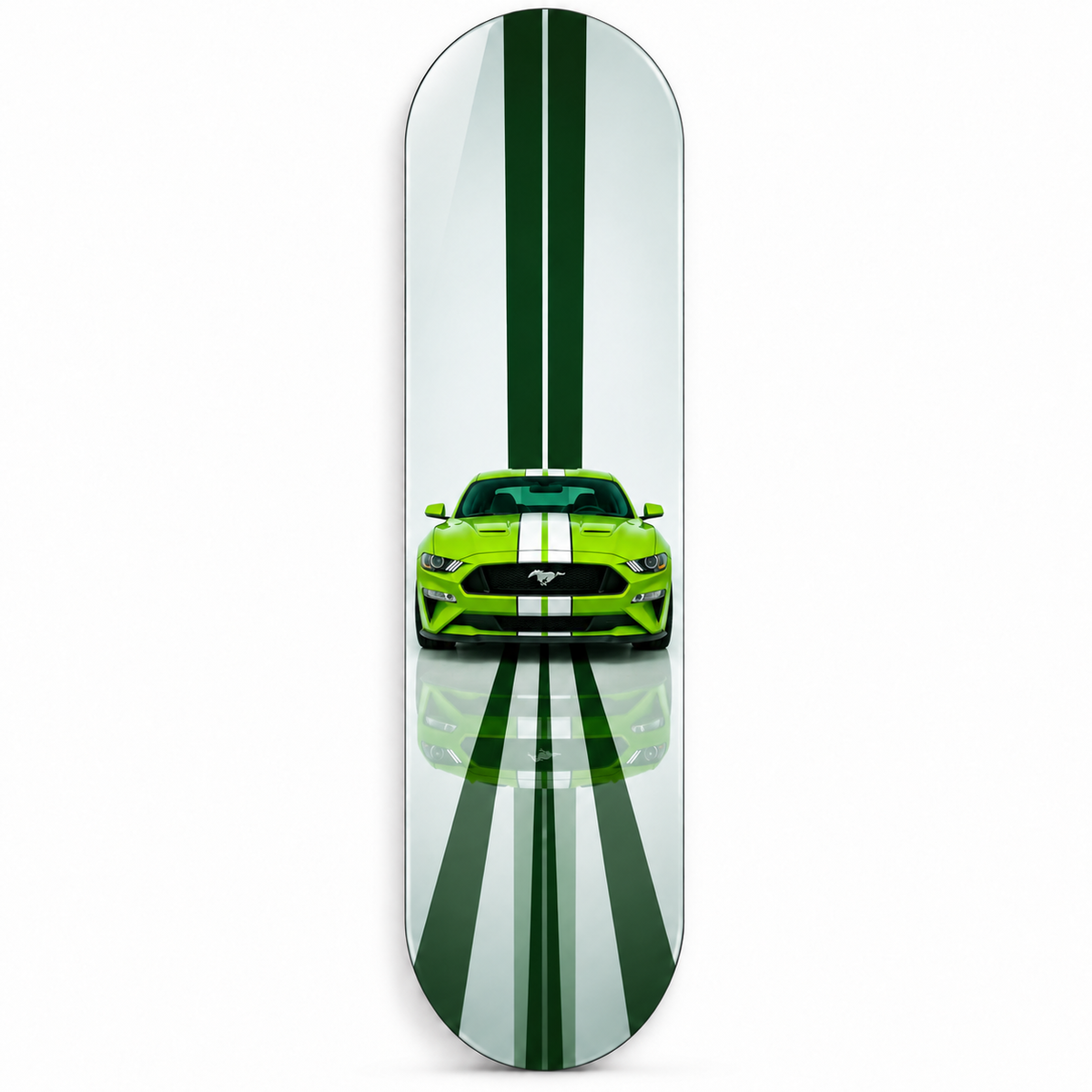 Yeşil Şeritli Canlı Yeşil Spor Otomobil Dikey Skate Board Cam Tablo – Vitrin