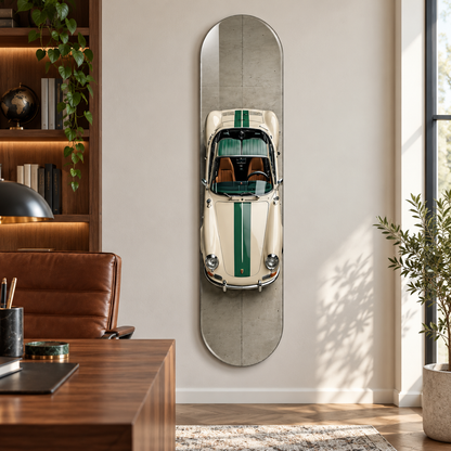 Yeşil Şeritli Krem Klasik Roadster Dikey Skate Board Cam Tablo – Çalışma odası