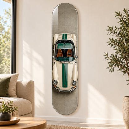 Yeşil Şeritli Krem Klasik Roadster Dikey Skate Board Cam Tablo – Salon