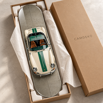 Yeşil Şeritli Krem Klasik Roadster Dikey Skate Board Cam Tablo – Paketleme