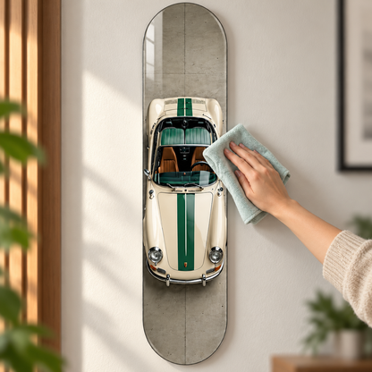 Yeşil Şeritli Krem Klasik Roadster Dikey Skate Board Cam Tablo – Temizlik