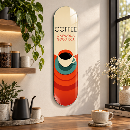 Coffee Is Always a Good Idea Skate Board cam tablo - premium kahve köşesi