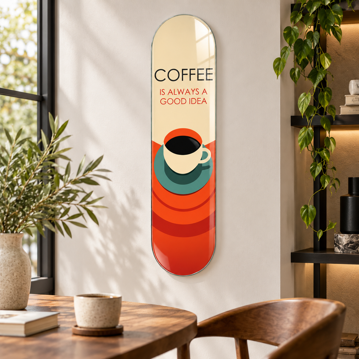 Coffee Is Always a Good Idea Skate Board cam tablo - farklı premium mekan
