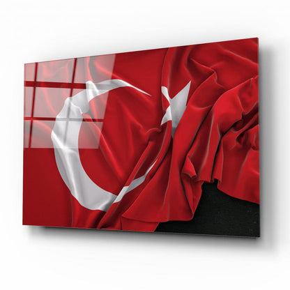 Türk Bayrağı Yatay Cam Tablo