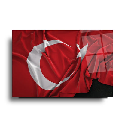 Türk Bayrağı Yatay Cam Tablo