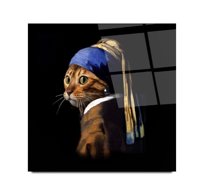 Kedi Kare Cam Tablo