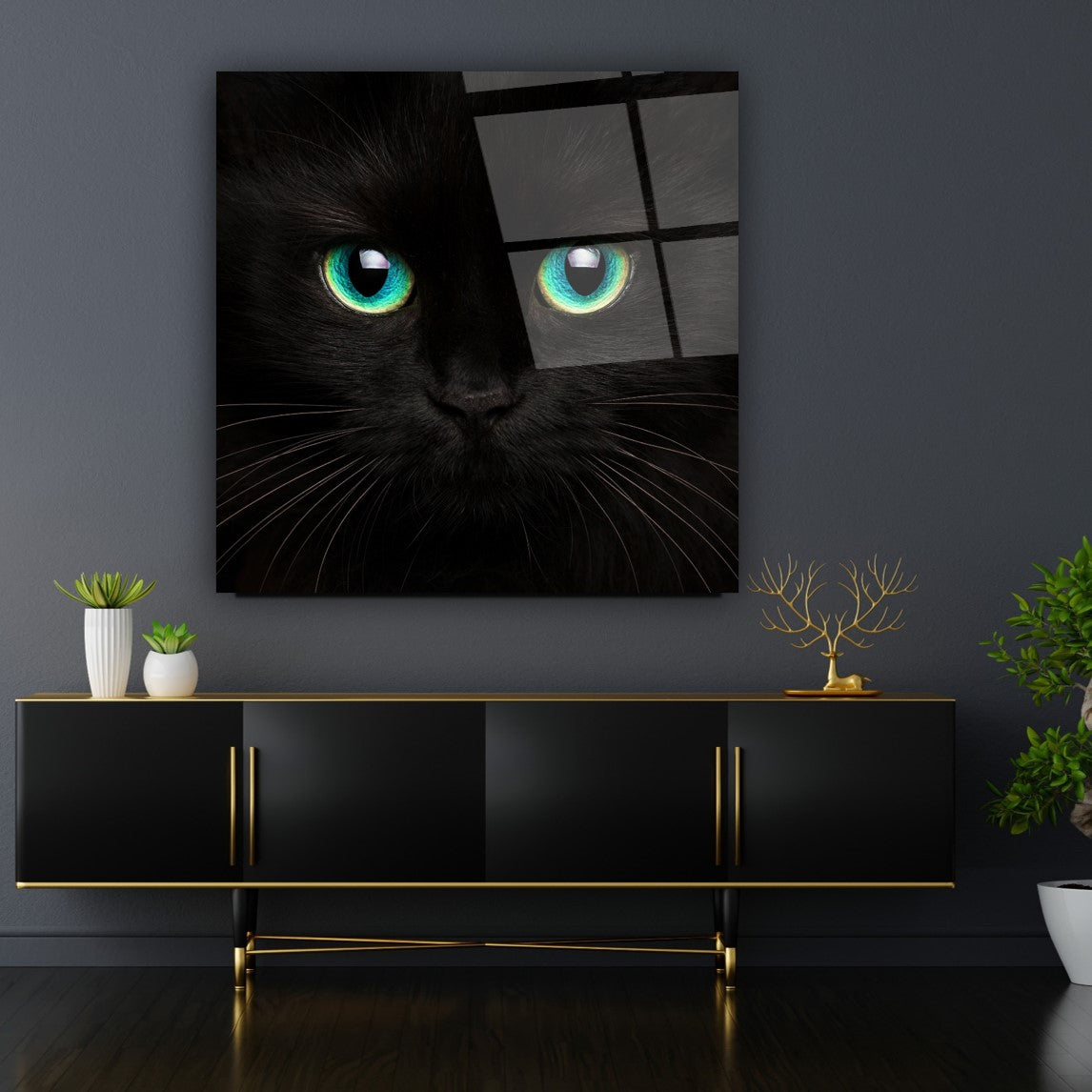 Kedi Kare Cam Tablo