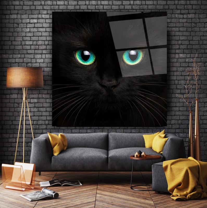 Kedi Kare Cam Tablo