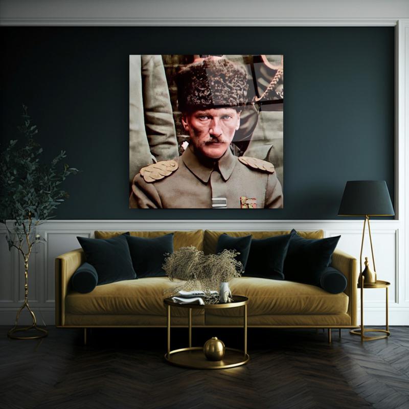 Atatürk Kare Cam Tablo