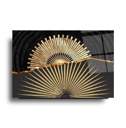 Gold Soyut Yatay Cam Tablo