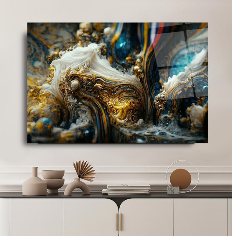 Soyut Yatay Cam Tablo
