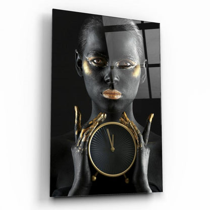 Gold Kadın Dikey Cam Tablo
