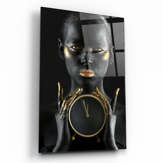 Gold Kadın Dikey Cam Tablo