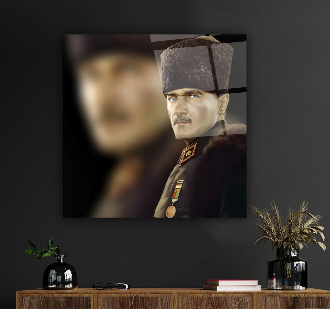 Atatürk Kare Cam Tablo