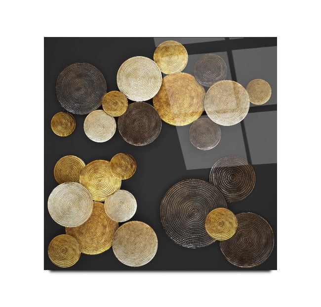 Soyut Gold Kare Cam Tablo