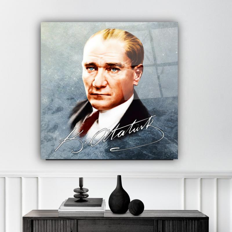 Atatürk Kare Cam Tablo