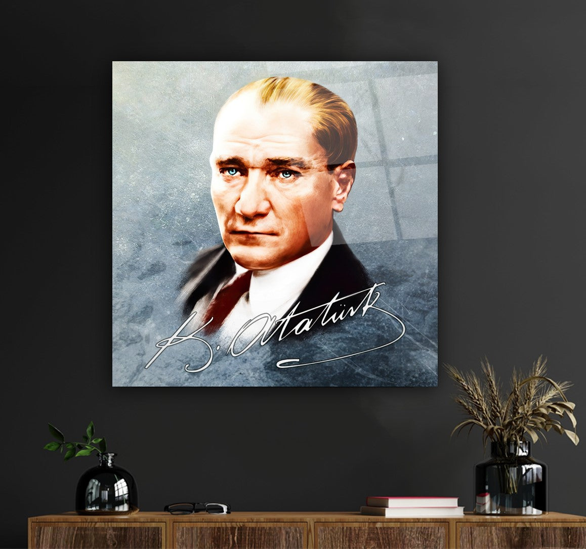 Atatürk Kare Cam Tablo