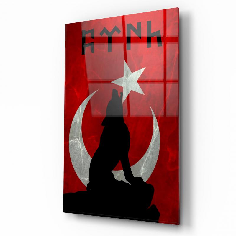 Kurt ve Bayrak Dikey Cam Tablo