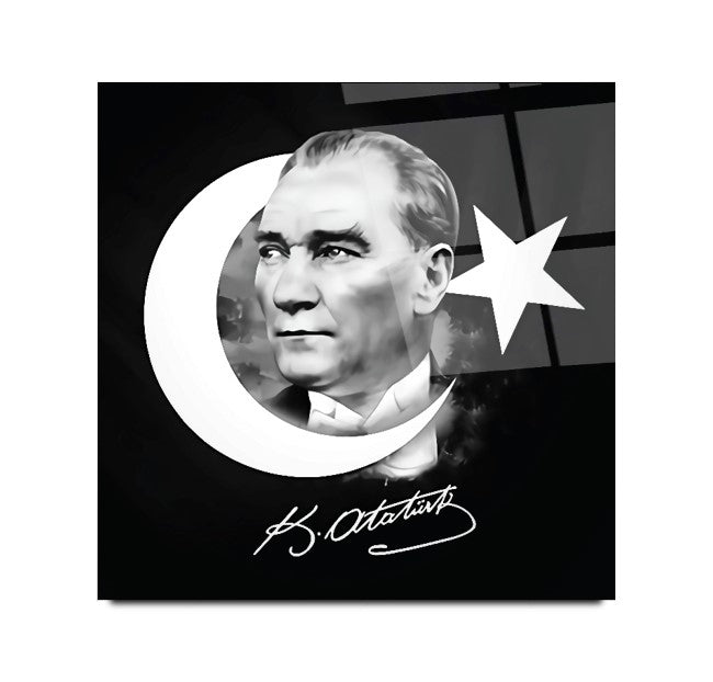 Atatürk Kare Cam Tablo