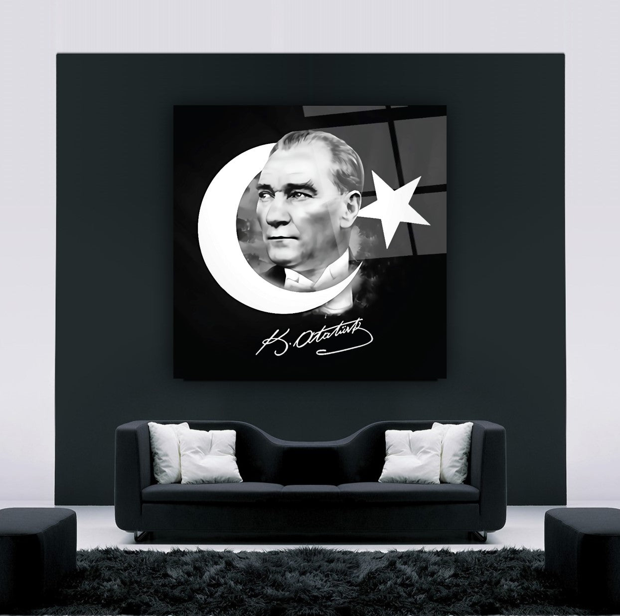 Atatürk Kare Cam Tablo