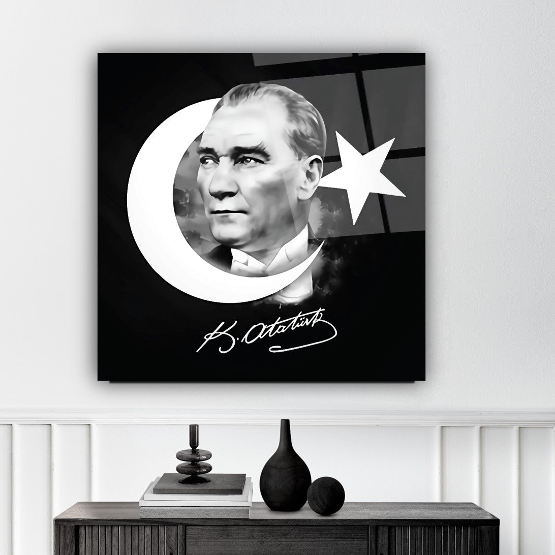 Atatürk Kare Cam Tablo
