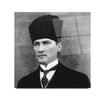 Atatürk Kare Cam Tablo