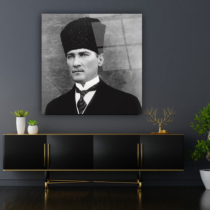 Atatürk Kare Cam Tablo