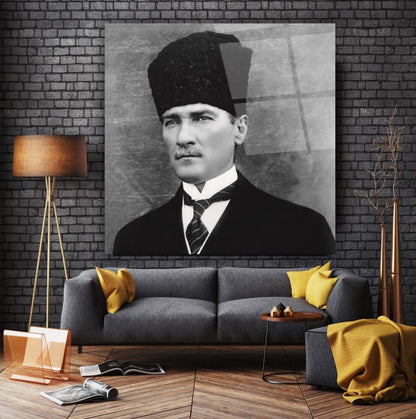 Atatürk Kare Cam Tablo