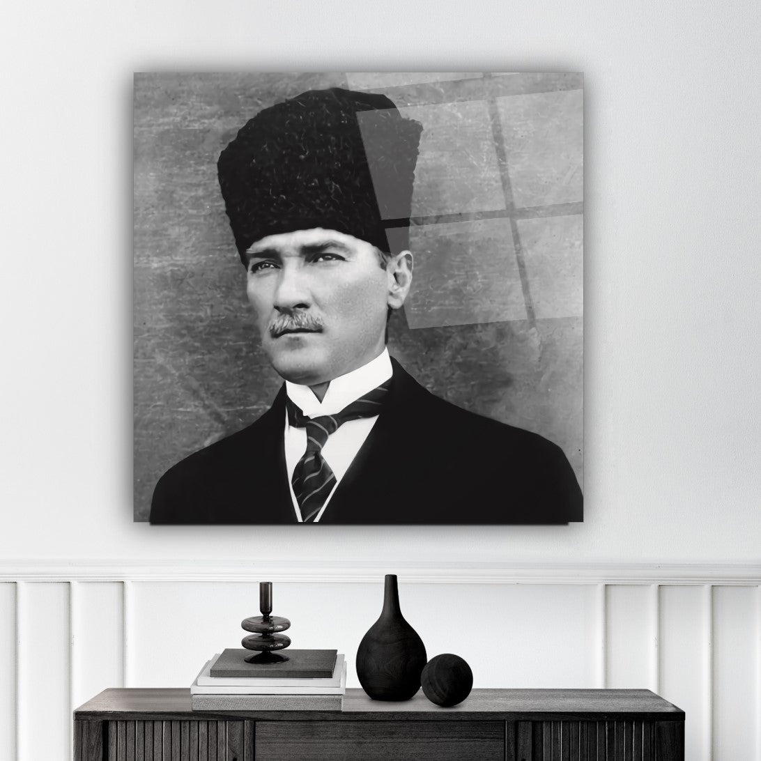 Atatürk Kare Cam Tablo